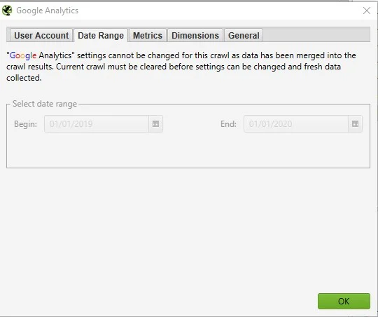 Google Analytics API Date Range