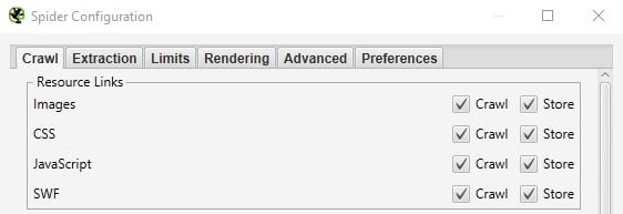 Screaming Frog Javascript rendering