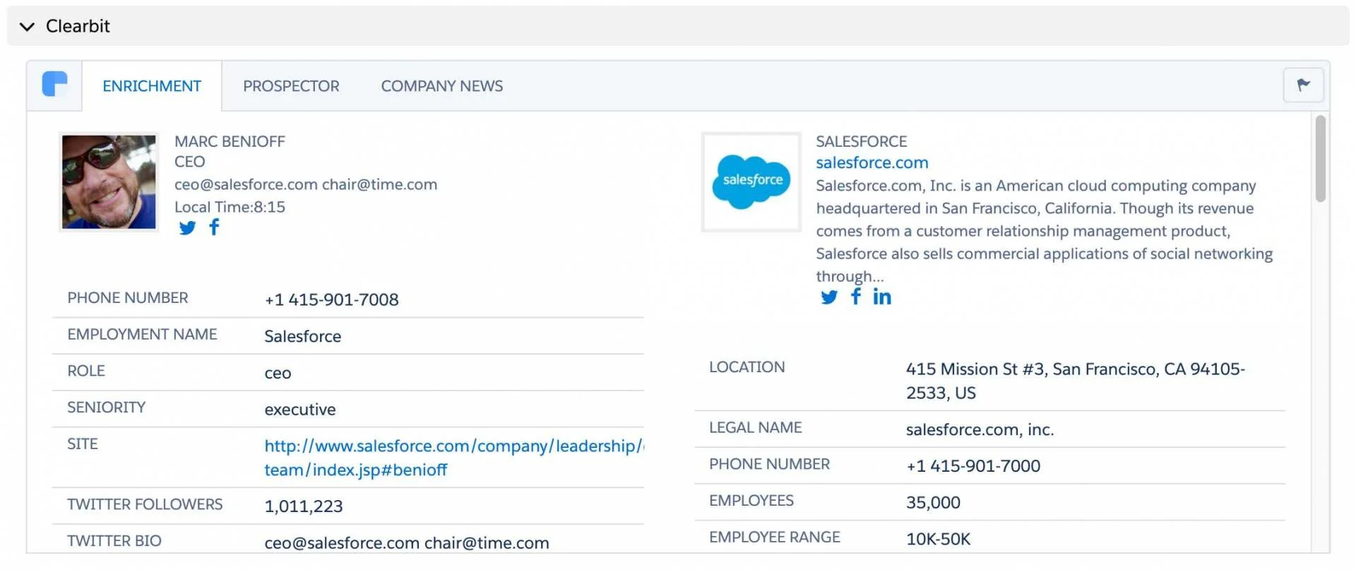 clearbit-salesforce-enrichment-widget Clearbit screenshot