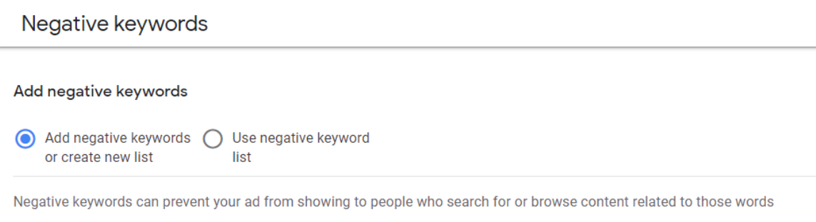 Negative Keywords