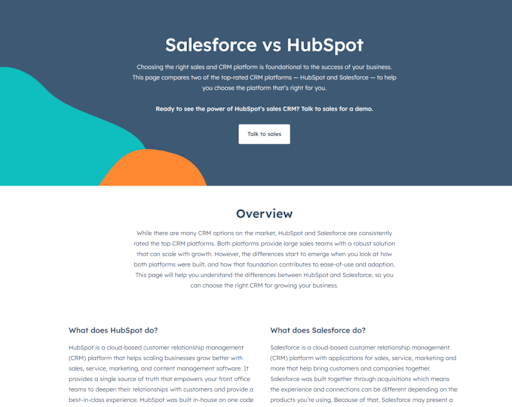 SaaS Landing Page Examples - Comparison Pages