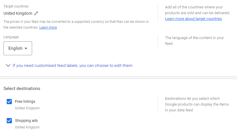 Feed Settings Feed Settings